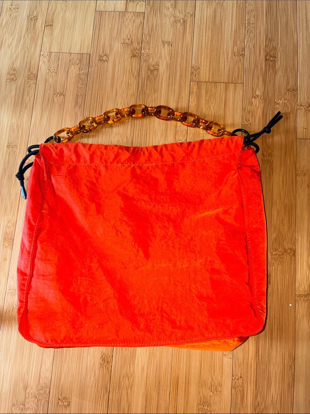 Rotunda Sant Hobo Bag Orange Nylon Amber Lucite Resin Chain